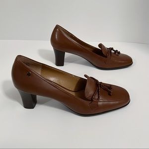 Etienne Aigner Tassel Loafers Block Heel Brown Sz 8.5